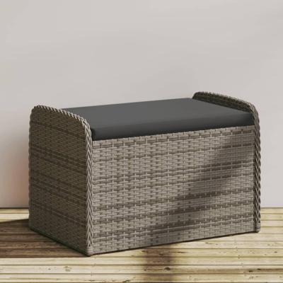 Opbergbankje met kussen 80x51x52 cm poly rattan grijs Opbergbankje met kussen 80x51x52 cm poly rattan grijs