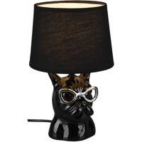 LED Tafellamp - Tafelverlichting - Trion Domino - E14 Fitting - Rond - Mat Zwart - Keramiek - thumbnail