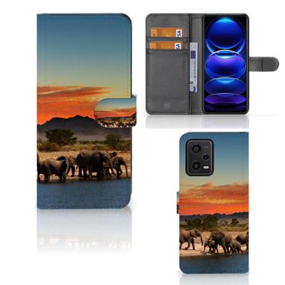 Xiaomi Redmi Note 12 5G | Poco X5 | Telefoonhoesje | Met pasjeshouder | Olifanten