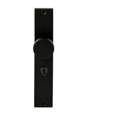 Hardbrass Knopkruk Piano op rechthoekig langschild WC63/8mm - zwart