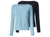 esmara Set van 2 dames longsleeves (Donkerblauw/blauw, M (40/42)) - thumbnail