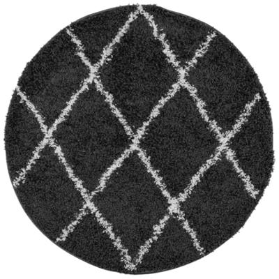 VidaXL Vloerkleed pamplona shaggy hoogpolig ø 160 cm zwart en crème