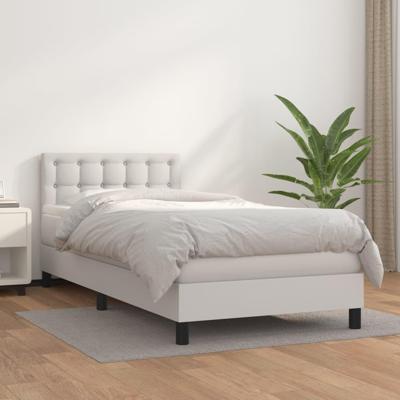 Boxspring met matras kunstleer wit 90x190 cm