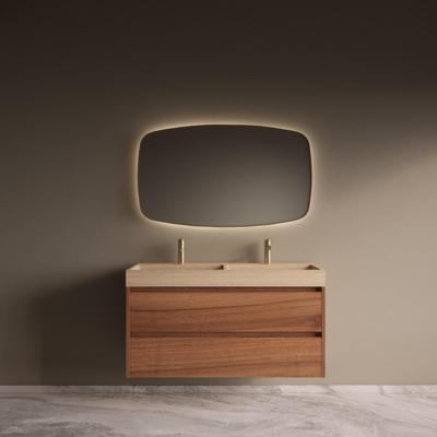 Badmeubelset Riga Travertin met Wastafel 120 cm Walnoot