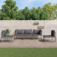 5-delige Loungeset met kussens poly rattan antracietkleurig - thumbnail