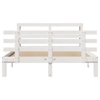 Bedframe met hoofdbord massief grenenhout wit 150x200 cm - thumbnail