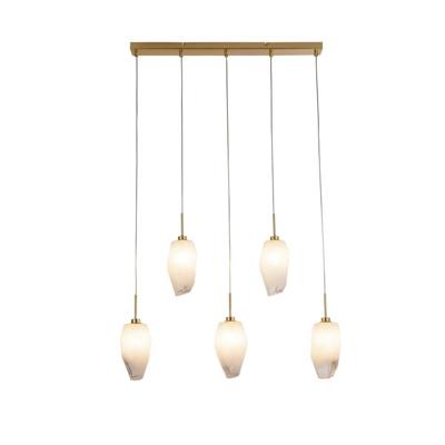 Searchlight 5-lichts hanglampRocky met wit glas - 23145-5SB