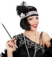 1920&apos;s pailletten hoofdband met bloem en veren - thumbnail