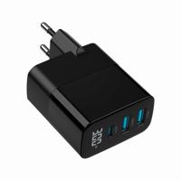 3-poorts 30 W GaN USB snellader, LCD, zwart - thumbnail