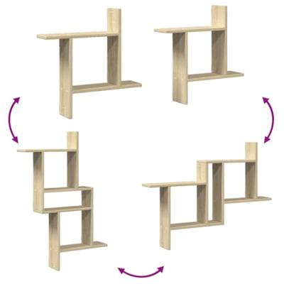 Wandschappen 2 st 50x12x50 cm bewerkt hout sonoma eikenkleurig