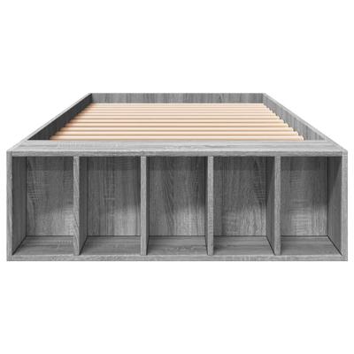 Bedframe bewerkt hout grijs sonoma eikenkleurig 90x200 cm Bedframe bewerkt hout grijs sonoma eikenkleurig 90x200 cm