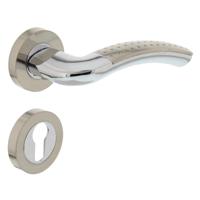 Deurkruk 1688 Sharon op rond rozet 7mm nokken met profielcilindergat plaatjes chroom/nikkel mat - thumbnail