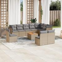 11-delige Tuinset met kussens poly rattan beige - thumbnail