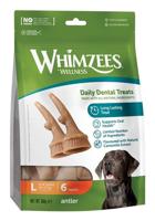 WHIMZEES by Wellness Antler, Grootte L, 6 stuks, geweivormige kauwsnack met kalmerende effecten voor grote honden (18-27kg), natuurlijke tandverzorgingssnack, graanvrij, met kamille-extract - thumbnail