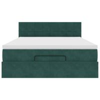 Ottoman bed met matras 140x200cm fluweel donkergroen - thumbnail