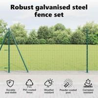 VidaXL Hek met paal groen 1,2 x 10 m staal - thumbnail