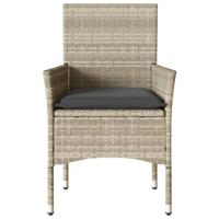 Tuinstoelen 2 st met kussens poly rattan lichtgrijs - thumbnail