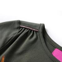 Kindershirt met lange mouwen kattenprint 128 kakikleurig - thumbnail