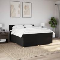 Boxspring met matras stof zwart 200x200 cm - thumbnail