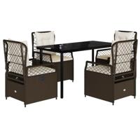 5-delige Tuinset met kussens poly rattan bruin - thumbnail
