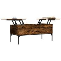 Salontafel 100x50x45 cm bewerkt hout en metaal gerookt eiken - thumbnail