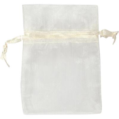 Creativ Company Organza zakjes, afm 7x10 cm, off-white, 10 stuk/ 1 doos