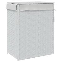 VidaXL Wasmand met deksel 46x33x60 cm poly rattan wit - thumbnail