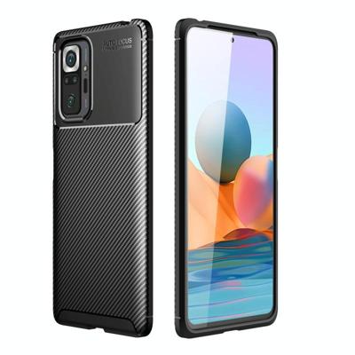 Voor Xiaomi Redmi Note 10 Carbon Fiber Texture Shockproof TPU Case (Zwart)