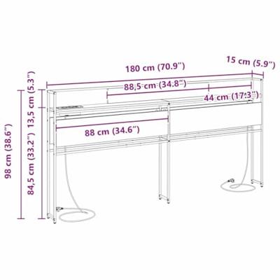 Opberghoofdbord met hoofdeinde met opslag Sonoma eiken 180 cm Bewerkt hout Opberghoofdbord met hoofdeinde met opslag Sonoma eiken 180 cm Bewerkt hout