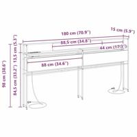 Opberghoofdbord met hoofdeinde met opslag Sonoma eiken 180 cm Bewerkt hout - thumbnail