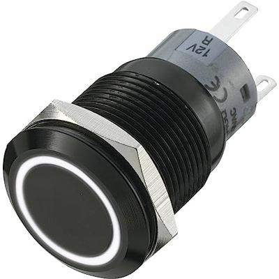 TRU COMPONENTS 702197 LAS1-AGQ-11E/W Vandalismebestendige druktoets 250 V/AC 5 A 1x uit/(aan) Moment Wit (Ø x l) 22 mm x 37 mm IP67 1 stuk(s)