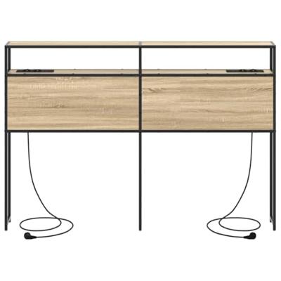 Opberghoofdbord met plank Sonoma eiken 120 cm Bewerkt hout