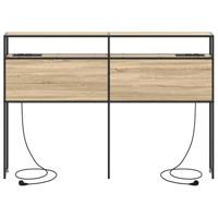 Opberghoofdbord met plank Sonoma eiken 120 cm Bewerkt hout - thumbnail