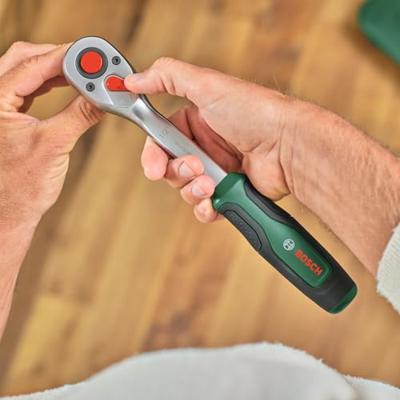 Bosch Groen 1/4" + 1/2" Ratchet set 56-piece (1/4" ratel, 1/2" ratel, 29x dop, 7x verlengstuk of adapters, 18x bit) - 1600A02Z9G - thumbnail