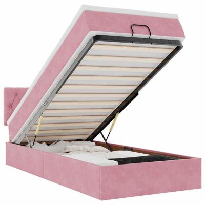 Ottoman bed met matras en LED's 100x200 cm fluweel roze - thumbnail