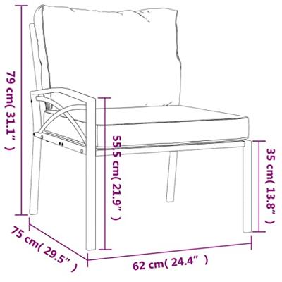 Tuinstoelen met grijze kussens 2 st 62x75x79 cm staal Tuinstoelen met grijze kussens 2 st 62x75x79 cm staal