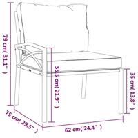 Tuinstoelen met grijze kussens 2 st 62x75x79 cm staal - thumbnail