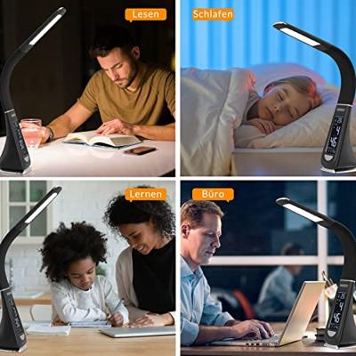 LED tafellamp - 4in1 lamp - kalender - klok - thermometer - zwart