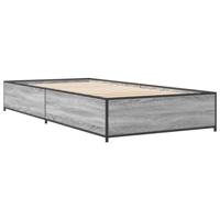 Bedframe bewerkt hout en metaal grijs sonoma eiken 90x200 cm - thumbnail