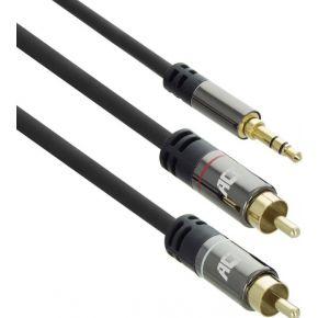 ACT AC3607 High Quality Audiokabel | 1x 3,5mm Stereo Jack Male - 2x Tulp Male | 5 meter