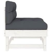 Middenbanken met kussens 2 st massief grenenhout wit - thumbnail