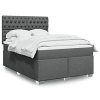 Boxspring met matras stof donkergrijs 140x200 cm - thumbnail