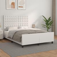 Bedframe met hoofdbord kunstleer wit 140x190 cm - thumbnail