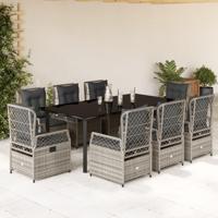 9-delige Tuinset met kussens poly rattan grijs - thumbnail