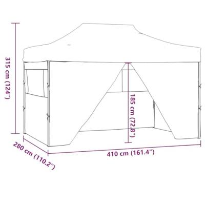Partytent met 4 zijwanden inklapbaar 3x4 m staal blauw - thumbnail