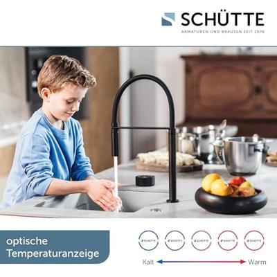 Schutte AQUADOT Digitale keukenkraan met smart control | Mat Zwart/Zwart | Met soft-touch slang - 99566