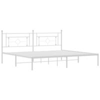 Bedframe met hoofdbord metaal wit 193x203 cm - thumbnail