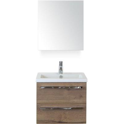 Seville Badmeubelset 60 cm - Tabacco - Keramische Wastafel Wit Djazz met Spiegelkast