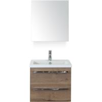 Seville Badmeubelset 60 cm - Tabacco - Keramische Wastafel Wit Djazz met Spiegelkast - thumbnail