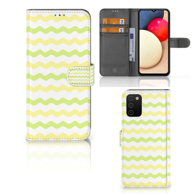Samsung Galaxy A03s | Telefoon Hoesje | Waves Yellow | Portemonnee hoesje Samsung Galaxy A03s | Telefoon Hoesje | Waves Yellow | Portemonnee hoesje